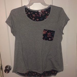 Gray and floral No Boundaries Pre teen Tee shirt